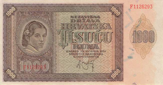 Kroatien p4 1000 Kuna 1941